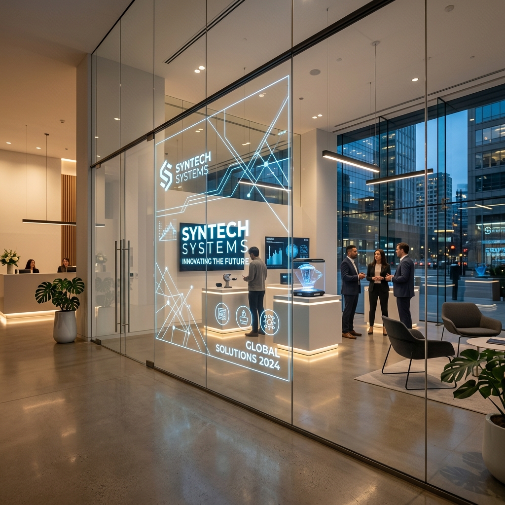 LED film in corporate showroom